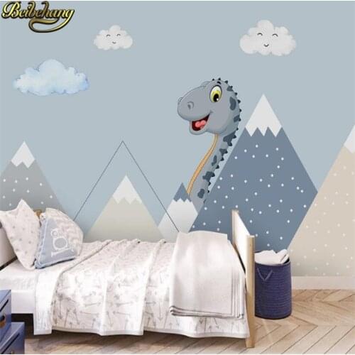 Beibehang custom Nordic minimalist dinosaur wallpaper for children room girl bedroom cartoon photo mural wall papers home decor