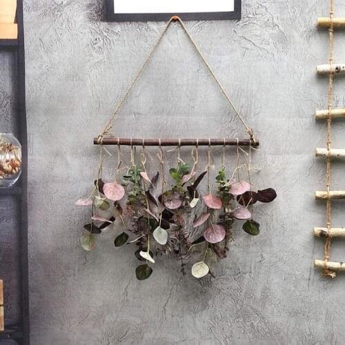 Hot Artificial Eucalyptus Greenery Hanging Wall Decor Artificial Eucalyptus Vines Wall Hanging Plants with Wooden Stick