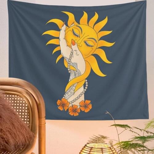 Hippie Wall Carpets Magic Psychedelic hand butterfly Tapestry Room Decor Aesthetic Boho Sun hand Tarot Celestial Wall Tapestry