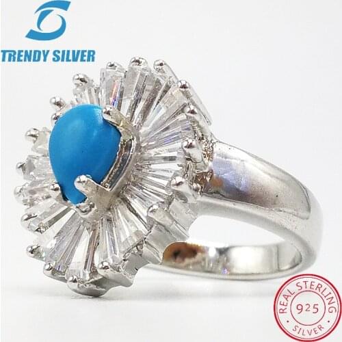 Vintage rings silver real 925 sterling jewelry for women rose gold with stone zircon solid elegant