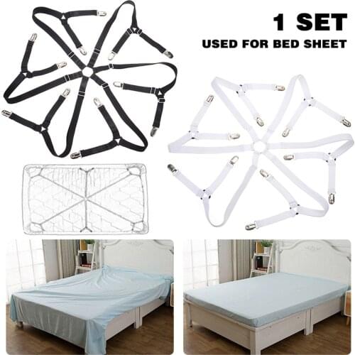 Elastic Bed Sheet Clips Crisscross Bed Mattress Sheet Clip Strap Grippers Pegs For Bedsheet Cover Fixing Adjustable Anti-slip