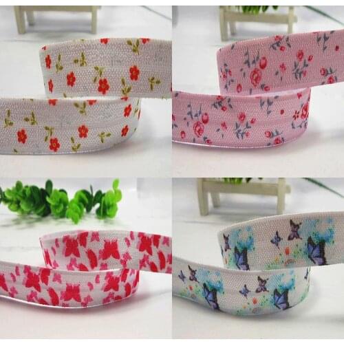 5/8"16mm Flower &Leopard print Elastic Band For Hair Band Flower Ribbon 50 Yards/Roll