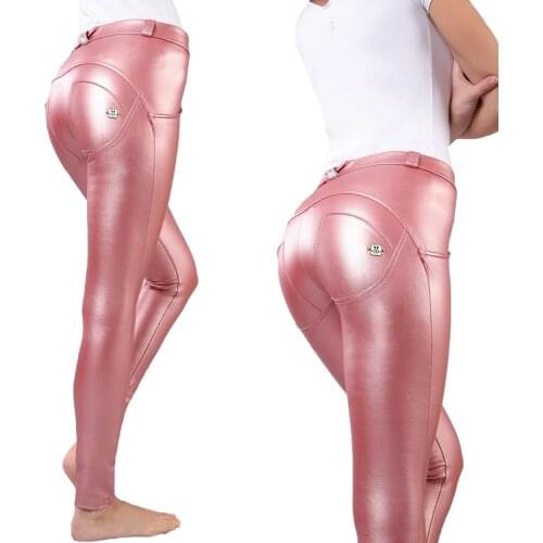 Melody hot pink leather pants eco leather leggings winter sale instagram skinny leggings butt up sexy pants full length mid rise