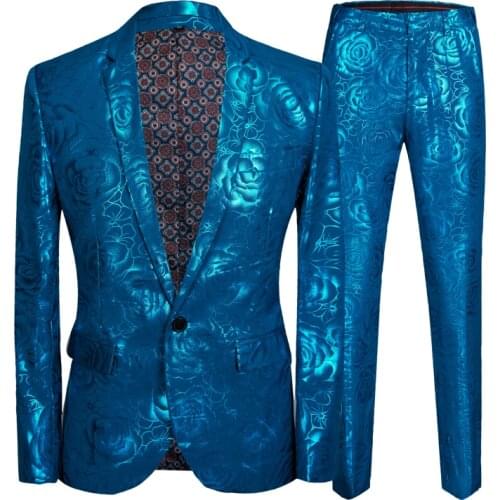 Mens Nightclub Suits Autumn Winter Gilding Printed Wedding Party Dress Single Breasted suits