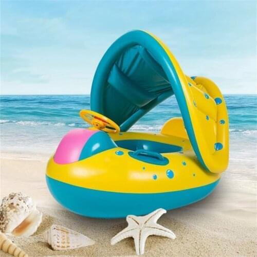 Inflatable Circle Baby Infant Float Pool Swimming Ring with Sunshade Floating Seat Summer Beach Party Pool Toys