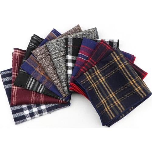 Striped Handkerchief Scarves Vintage Cotton Hankies Mens Pocket Square Handkerchiefs 23*23cm Length