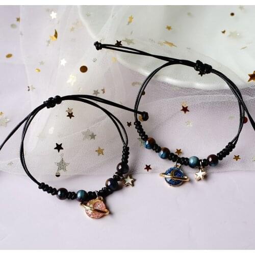 New Creative Korea Universe Planet Bracelet, Popular All-match Stars and Moon Couples Girlfriends Student Jewelry