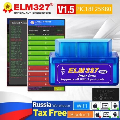 OBD2 Scanner ELM327 V1.5 PIC18F25K80 Bluetooth-compatible Mini ELM 327 V2.1 wifi Code reader for Android car diagnostic tool