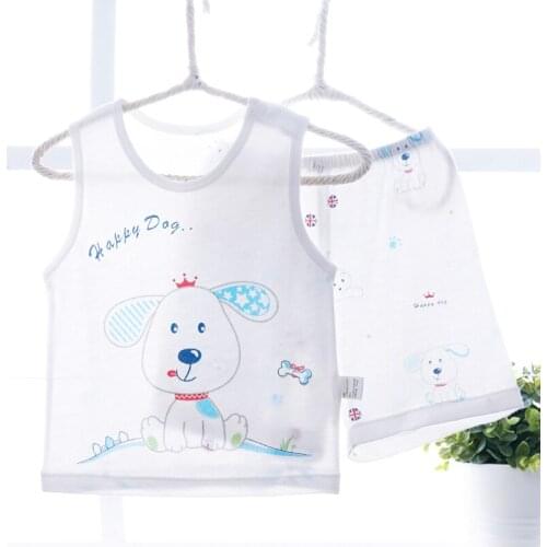 Pyjamas Kids Summer Sleeveless Boys Girls T-shirt and Shorts 2pcs Sleepwear Bamboo Fiber Home Clothing Set 2-4y Pijama Infantil