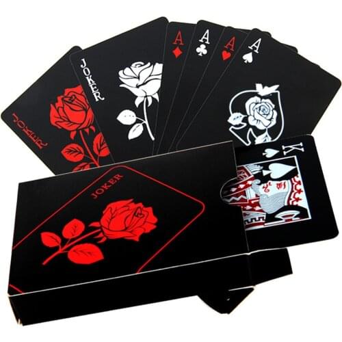 Rose Design Pokers Plastic PVC Black Waterproof Playing Cards Novel High Quality Collection Gift Durable Pokers Drop Ship