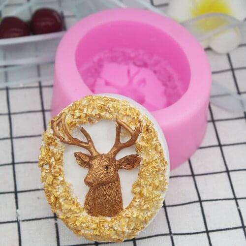 Christmas Elk Silicone Soap Mold Home Deco Aroma Plaster Mould Automotive Pendant Mold Fondant Cake Candle Decoration Mold