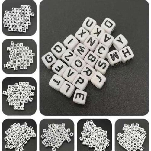 50pcs 7x7mm 26 Letter Beads Square Shape Alphabet Letter Beads Charms Bracelet Necklace For Jewelry Making Accessories