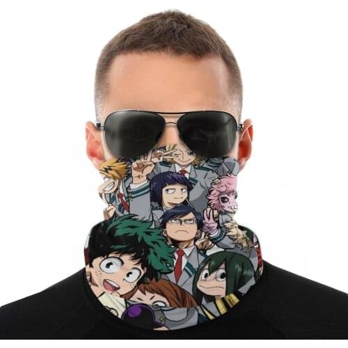 My Hero Academia Scarves Half Face Mask Men Women Halloween Tube characters Seamless Bandana Windproof Headwear Outdoor Hiking