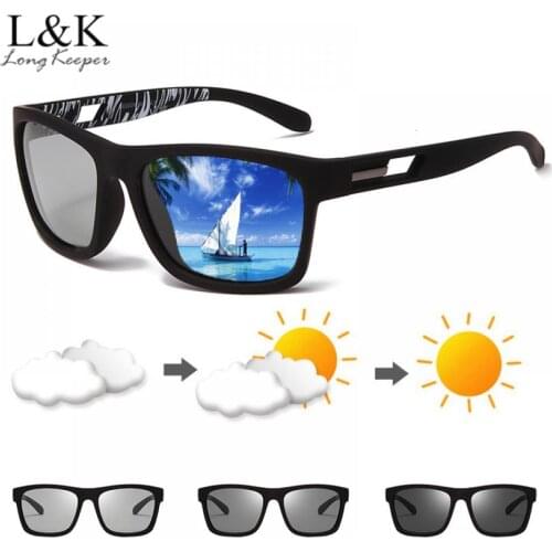 LongKeeper Classic Photochromic Sunglasses Men Change Color Polarized Driving Square Sun Glasses Male Drivers Eyewear Goggles