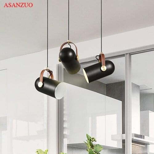 Modern minimalist leather E27 Pendant lights living room dining room bedroom study room wrought iron decorative chandelier