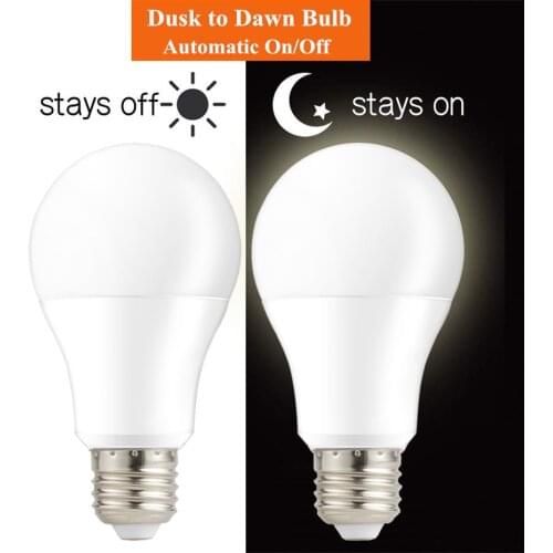 10W LED Dusk to Dawn Light Bulb E27 B22 Smart Light Sensor Bulbs 110V 220V LED Night Light Automatic Indoor/Outdoor Lamp