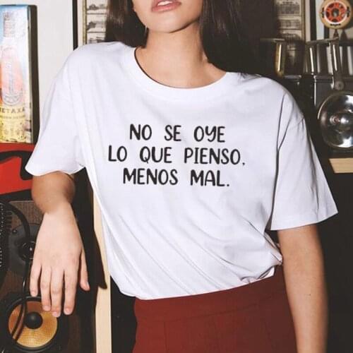 Spanish Letter Print Women T-shirts Hipster Streetwear Tshirt Lady Summer Casual Oversized Tops Camisetas Mujer Feminina Tee