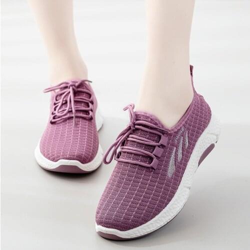 2021 Sneakers Women Shoes Flats Casual Ladies Shoes Woman Lace-Up Mesh Light Breathable Female zapatillas de deporte para mujer