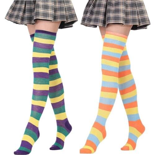 Knee-Highs Socks For Women Rainbow Red White Stripes Plus Size Flawless Legs Stockings Stage Performance Christmas Knee Socks