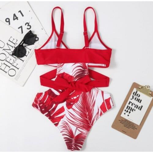 Women Bikini Waist Bandage Cut Hollow Out One Piece Swimsuit Lady Summer Beachwear Bathing Swim Wears