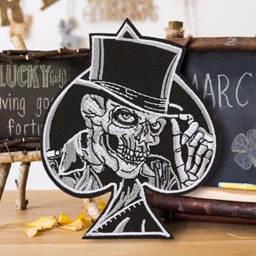 1PC New Heart Skull Punk Ace of Spades Embroidered Sew On Iron On Patch Badge Fabric