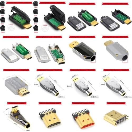 1PCS HDMI-Compatible 2.0 Connector Male Plug Breakout Terminals Solderless / Soldering Modular Computer TV Video Plug W/ Shell