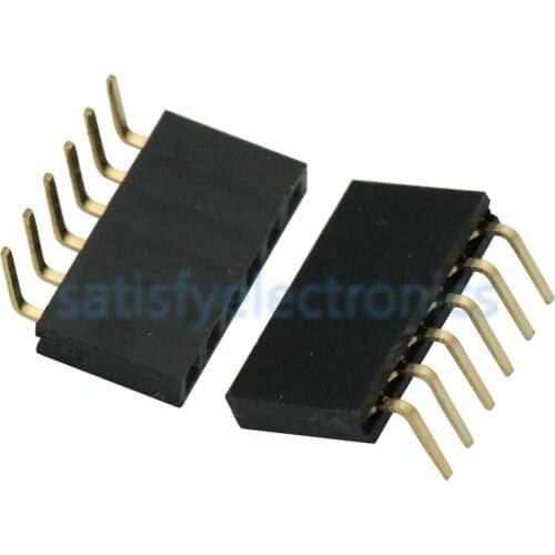 10PCS 1x6 Pin 2.54mm Right Angle Single Row Female Pin Header Connector NEW