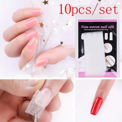 10Pcs/set Silk Fiber Nail Form Acrylic Tips Extension Gel Nail Glass Paper Tool