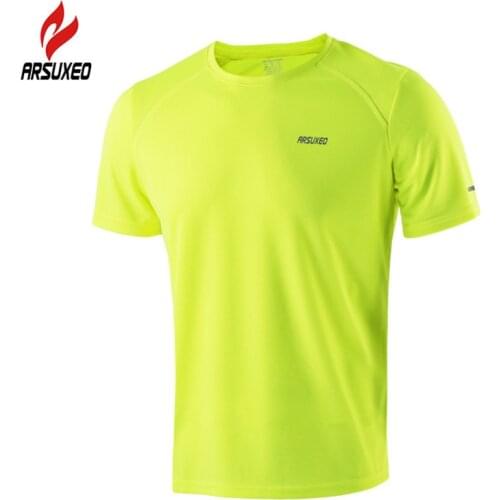 ARSUXEO Running Shirts Men Women Short Sleeve Sports Suit Gym Crossfit Fitness Soccer JerseyTraining T Shirt Jogging Sweat Shirt