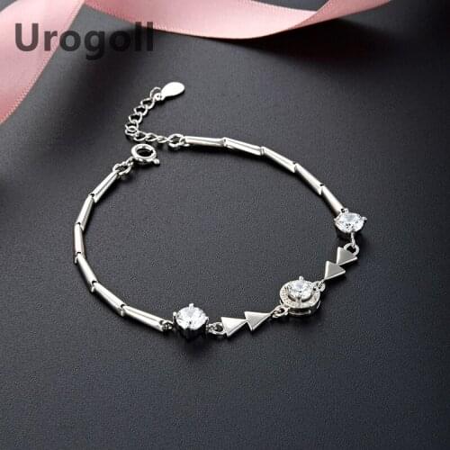 Noble Bracelet Pure S925 Sterling Silver Triangle Arrow Shape With Zircon Jewelry Accessories For Girl Women Dress Up Gift