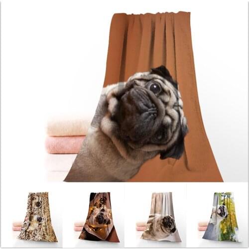 Hot Sale Custom Pug 35x75cm And 70x140cm Daily Exercise Fitness Fast Dry Face Bamboo Fiber Towel