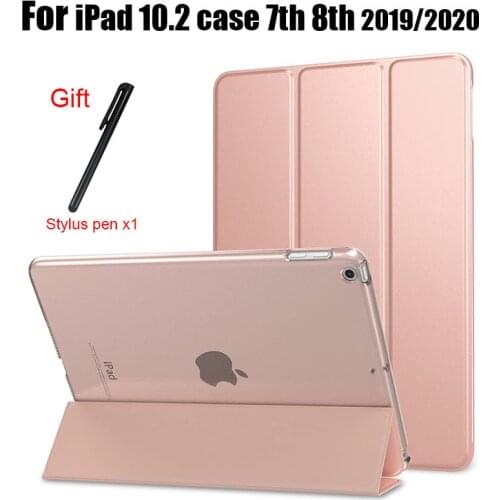 Trifold Leather Smart Case for iPad 10.2 7th 8th generation Slim Translucent PC Back Cover for iPad 10.2 2020 case Auto Sleep