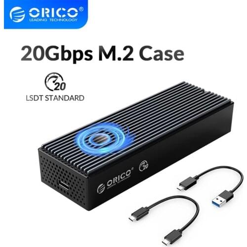 ORICO LSDT 20Gbps M.2 NVME SSD Case Built-in Cooling Fan Type-C M2 PCIE NVME SSD Enclosure For M.2 NVME 2230 2242 2260 2280 SSD