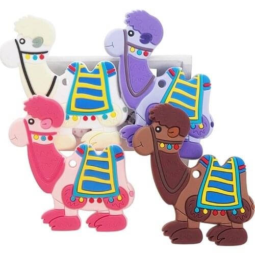 Chenkai 10PCS Silicone Camel Teether Smoothing Cartoon Pacifier For Baby Sensory Nursing Necklace Bracelet Jewelry Accessories