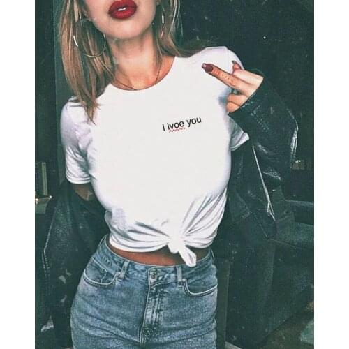 Colored i love you t-shirt funny women 100% Cotton grunge tumblr graphic quote vintage aesthetic Fashion casual tee top tshirt
