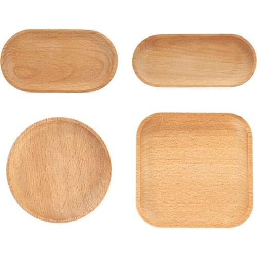 Solid Wood Tray Without Lacquer and Wax Beech Wood Serving Tray Oval Snack Bread Dessert Cake Plate Kitchen Food Storage Dish