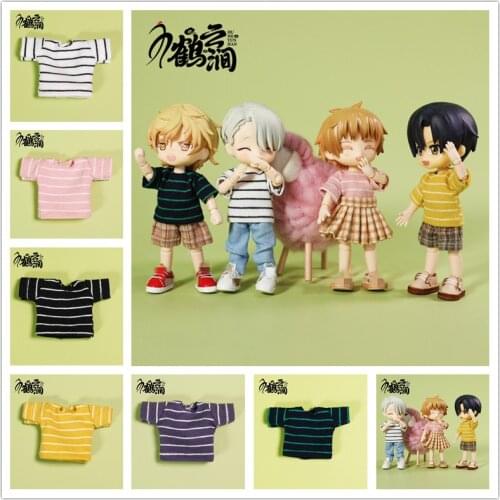 Ob11 baby dress stripe short sleeve T-shirt 12 points BJD Molly baby dress GSC plain body round