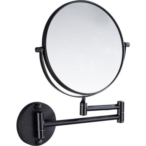 360 degree rotation Double Side Bathroom Folding Shave Makeup Mirror Gold Plated Wall Mounted Dual Arm Extend Bath Mirror