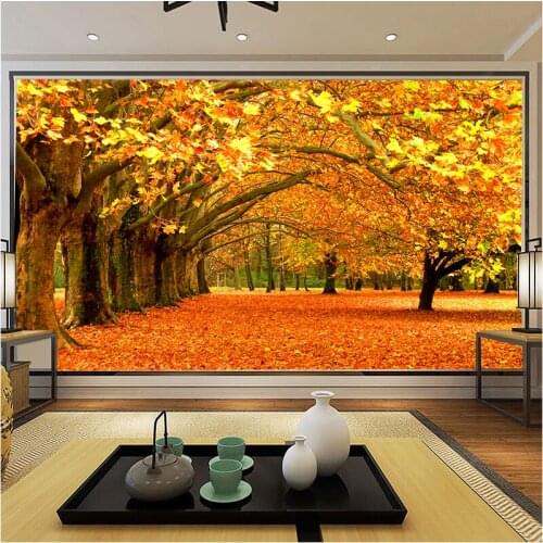 Custom Photo Mural Wall Papers Home Decor European Style Golden Pastoral Landscape Oil Painting Elk Swan Wall Murals Wallpaper