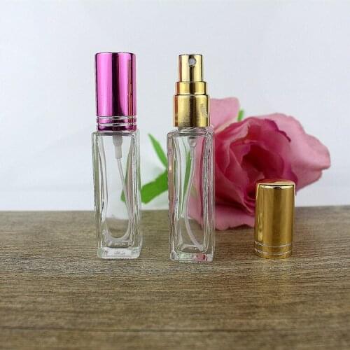 Hot 5ML Transparent Long Square Glass Bottle Cosmetic Perfume Spray Bottle 10PCS/LOT