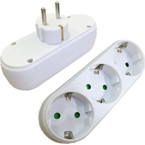 Hot 250V 16A 1 to 3 EU Plug Sockets Outlet ,AC Power Charger Wall Socket Plug Mains Strip Adapter