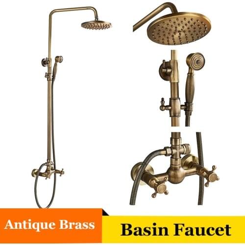 Senlesen Chrome/ Bronze/ Brass Bathroom Shower Faucet Wall Mount W/ Hand Shower Set Cold and Hot Water Mixer Tap Para Bath