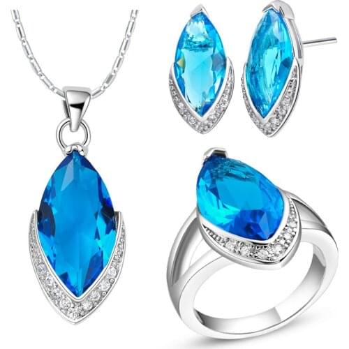 RING Pendant necklace Earrings set of 925 Sterling r custom set of European fashion crystal cat suit jade crystal