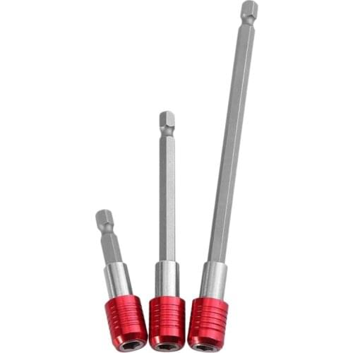 3Pcs 1/4inch Hex Shank netic Bit Holder Quick Change Extension Bar for Power Drill Screwdriver (Red)