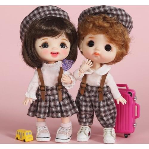 OB BJD Skirt set Doll Clothes T-shirt+Overall Pant+hat Doll Accessories for ob11,Molly,obitsu11,1/12bjd Doll Clothing