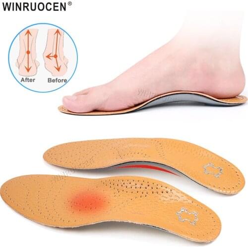 Leather Arch Support High Quality Orthopedic Insoles For Flat Foot Arch Support Plantar fasciitis Feet Care Insoles Pad