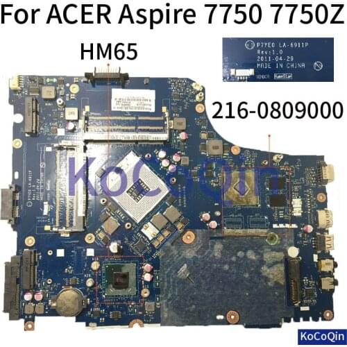 KoCoQin Laptop motherboard For ACER Aspire 7750 7750Z HM65 Mainboard P7YE0 LA-6911P 216-0809000