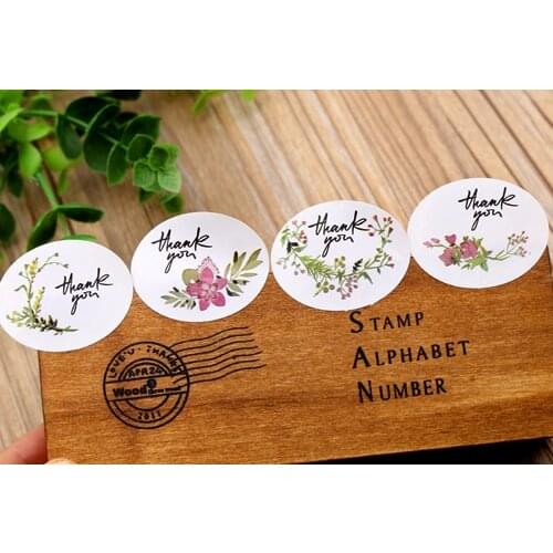 120pcs/lot New Vintage flower Thank you stickers Ellipse sealing label Adhesive Kraft Seal Sticker for Baking Gift (ss-1488)