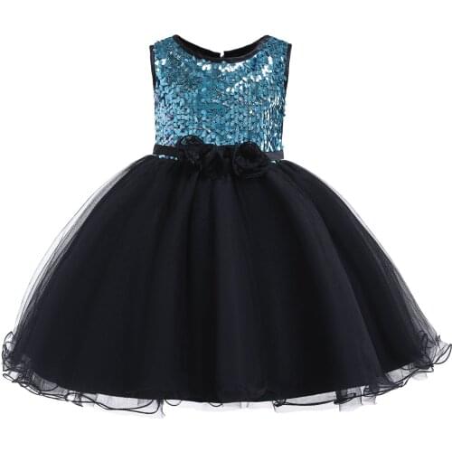 New Flower Girls Dresses Kids Sequined Bodice Layered Tulle Dress for Birthday Party Formal Girls Clothing