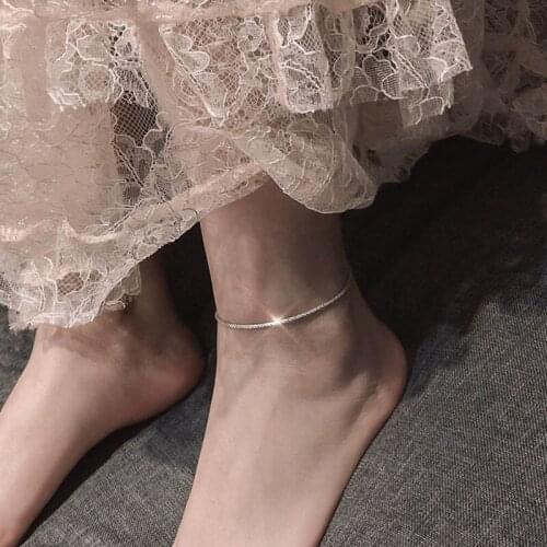 New Simple Fashion Thin Stamped Shiny Chains Anklet For Women Girls Friend Foot Jewelry Leg Bracelet